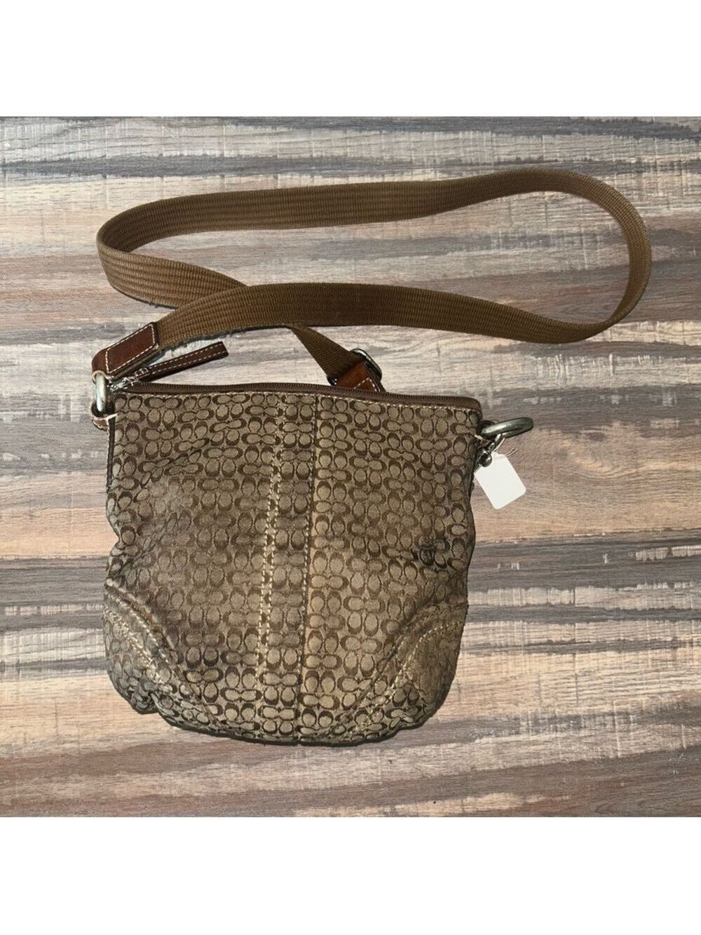 Y2K Coach Mini Signature Jacquard Convertible Bag – Brown/Tan – Preowned - Picture 3 of 6